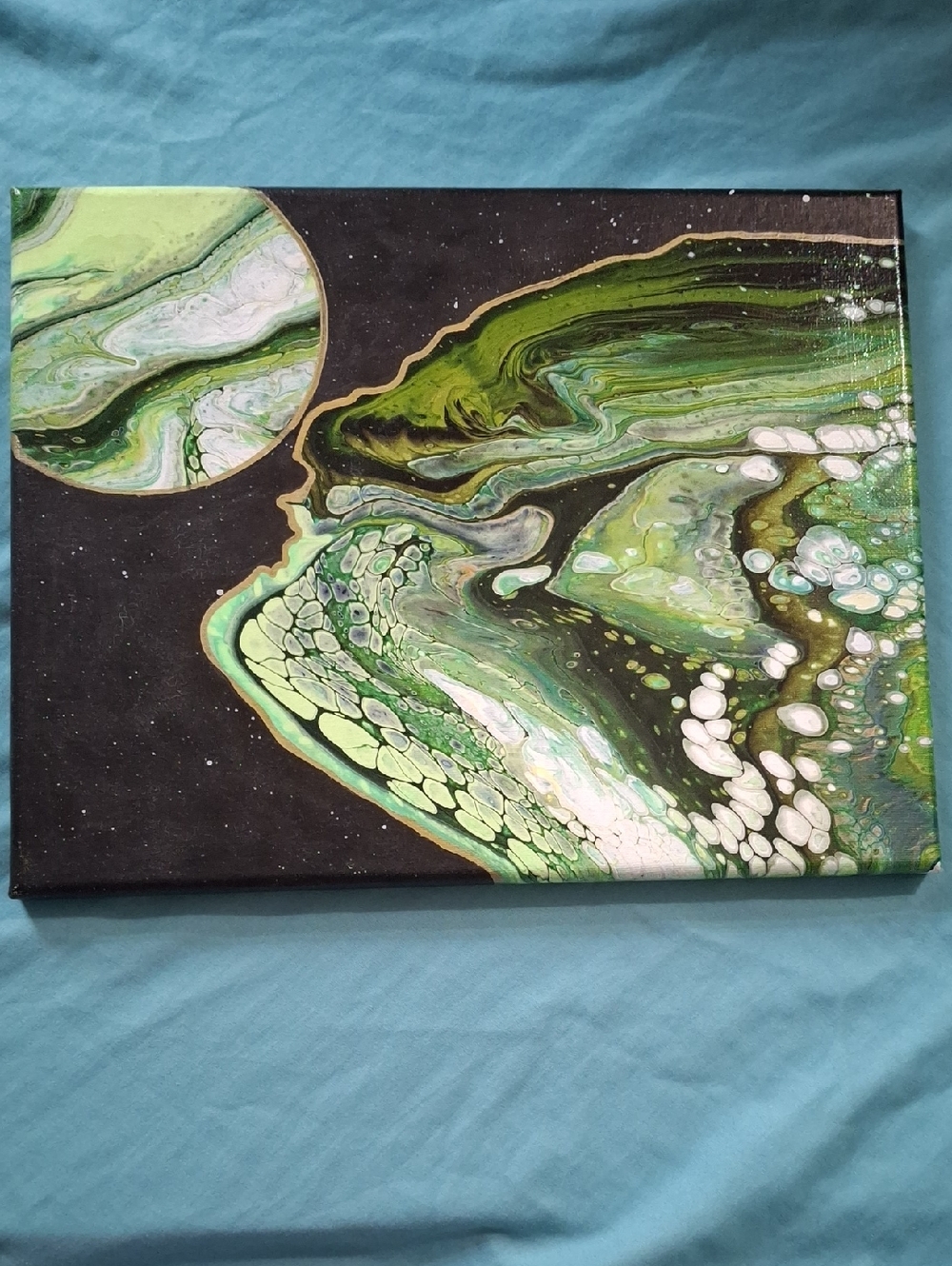 Abstract Green Fluid Art Canvas Wall Art